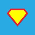 Superhero vector icon isolated on blue background. Superman logo template