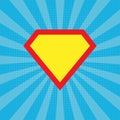 Superhero vector icon isolated on blue background. Superman logo template