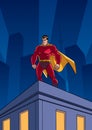 Superhero Roof Watching Royalty Free Stock Photo