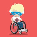 SUPERHERO IN A WHEELCHAIR WHITE CAPT AMERICA 07 Royalty Free Stock Photo