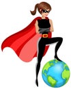 Superhero woman controlling concept earth planet isolated