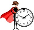 Superhero woman controlling time concept isolated