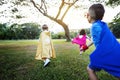 Superheroes Cheerful Kids Expressing Positivity Concept Royalty Free Stock Photo