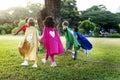 Superheroes Cheerful Kids Expressing Positivity Concept