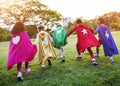 Superheroes Cheerful Kids Expressing Positivity Concept Royalty Free Stock Photo