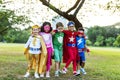 Superheroes Cheerful Kids Expressing Positivity Concept