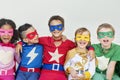 Superheroes Cheerful Kids Expressing Positivity Concept