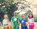 Superheroes Cheerful Kids Expressing Positivity Royalty Free Stock Photo
