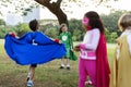 Superheroes Cheerful Kids Expressing Positivity Concept