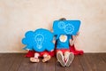 Superheroes children holding speech bubbles