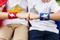 Superheroes Friends Fist Bump Happiness Concept Royalty Free Stock Photo