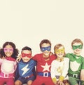 Superheroes Kids Friends Playing Togetherness Concept Royalty Free Stock Photo