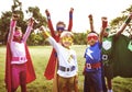 Superheroes Kids Friends Playing Togetherness Concept Royalty Free Stock Photo