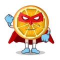 Superheroes slice orange fruits in different costumes set of colorful vector Illustrations