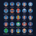 Superheroes and Villains Flat Icons Set Royalty Free Stock Photo