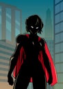 Superheroine Battle Mode City Vertical Silhouette