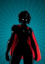 Superheroine Battle Mode Ray Light Vertical Silhouette Royalty Free Stock Photo