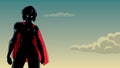 Superheroine Battle Mode Sky Silhouette Royalty Free Stock Photo