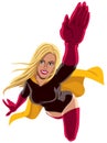 Superheroine Flying Fast on White Background Royalty Free Stock Photo