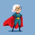 Superheroine Grandmother Having Superpowers Vector Illustration