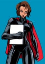 Superheroine Holding Book No Mask