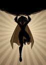Superheroine Holding Boulder Silhouette