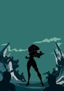 Superheroine Ready for Battle Silhouette