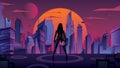 Superheroine in Futuristic City 2