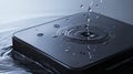 Superhydrophobic Coating Demonstrated on Sleek Black Surface with Water Royalty Free Stock Photo