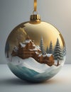 Superior Christmas bauble with a painting of a winter landscape, very detailed.