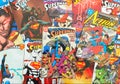 Superman comics background modern and vintage