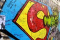 Superman graffiti on a wall in Paris France
