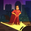 Superman In Night City Illustration Royalty Free Stock Photo