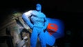 SUPERMAN sculpture in blue version made with Lego bricks by Nathan Sawaya from The Art of the Brick