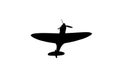 Supermarine spitfire fighter plane silhouette Royalty Free Stock Photo