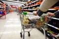 Supermarket Aisle and Trolley Royalty Free Stock Photo