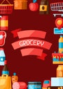 Supermarket background with food icons. Royalty Free Stock Photo