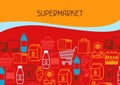 Supermarket background with food icons. Royalty Free Stock Photo