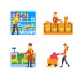 Supermarket Bakery and Fruits Department Vector