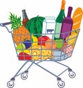 Supermarket basket full of products. Royalty Free Stock Photo