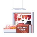 Supermarket butcher shop checkout counter Royalty Free Stock Photo