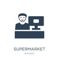 supermarket cashier icon in trendy design style. supermarket cashier icon isolated on white background. supermarket cashier vector Royalty Free Stock Photo