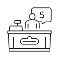 supermarket cashier line icon vector black illustration