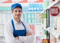 Supermarket clerk portrait Royalty Free Stock Photo