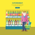 Supermarket Concept Web Banner in Flat Design.