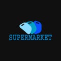 Supermarket conceptual logo with shopping bags. Supermarket typography text iconic t-shirt