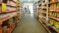 Supermarket corridor blurred. Royalty Free Stock Photo