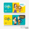 Supermarket coupon voucher or gift card design template Royalty Free Stock Photo