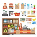 Supermarket Decorative Elements Set