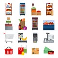 Supermarket Decorative Flat Icons Set